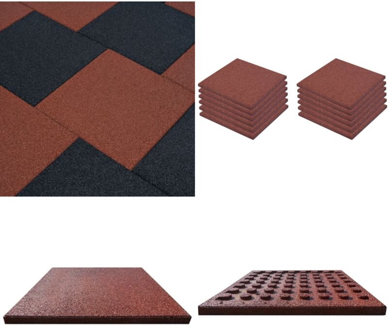 Fallschutzfliesen 12 Stk. Gummi 50 x 50 x 3 cm Rot - Fallschutzmatte - Gummigummi - Spielbereich - Kinderzimmer - Garten...