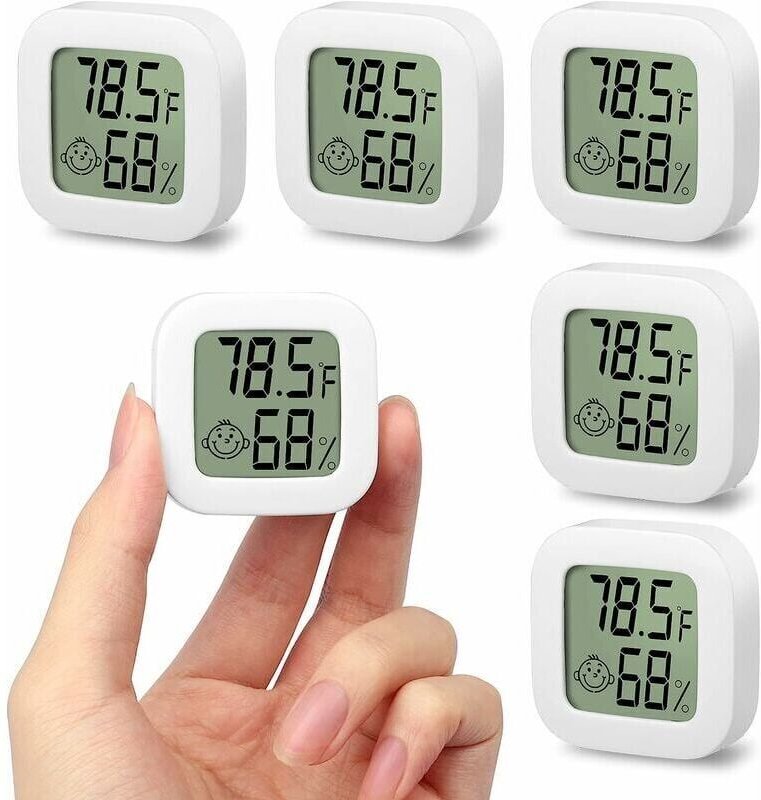5 Stück Mini tragbares LCD-Thermometer Hygrometer Innentemperatur Luftfeuchtigkeit, hohe Genauigkeit -58℉-158℉ 10% 99% r...