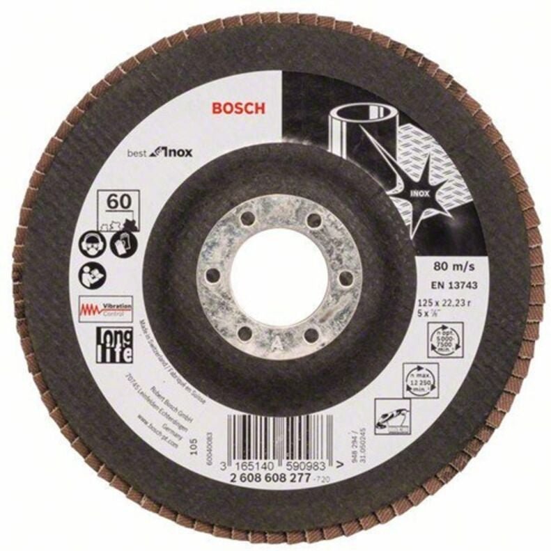 Bosch - Fächerschleifscheibe X581 Best for Inox gerade 125 mm 60 Glasgewebe 10 Stk