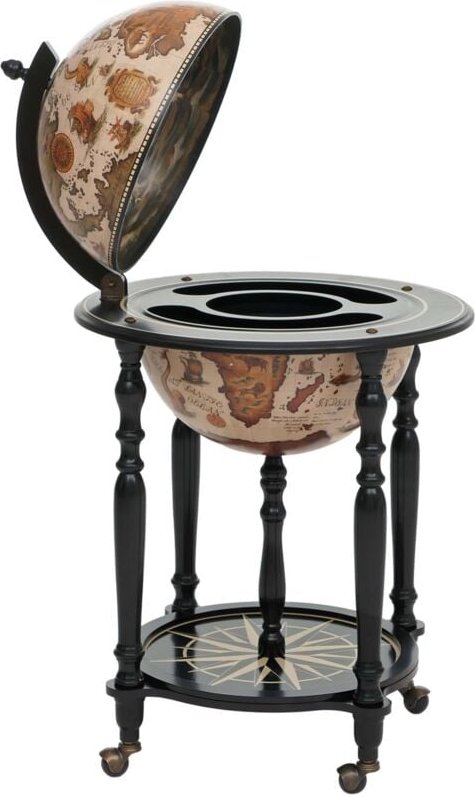 Globusbar HHG 837, Minibar Hausbar Weinregal, Weltkugel rollbar, ø 42cm Eukalyptusholz MVG-zertifiziert