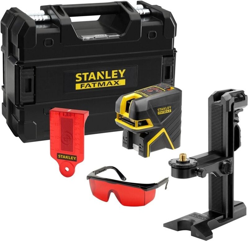 Stanley - Kreuz- und Punktlaser mit Zubehör, rot, Reichweite 50 m, Akku, Ladegerät FMHT1-77415