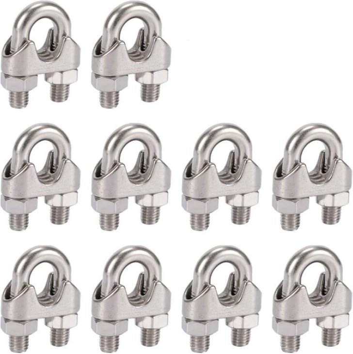 Kabelclips aus Edelstahl 304, 5 mm, mit Duplex-Clips für Wäscheleine, Markise und Befestigung, 10 Stück - Lntyq