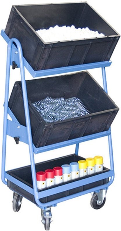 Behälterwagen mit um 0 bis 30° schwenkbaren Platten – 2 Behälter 56,4 Liter und 1 Behälter 28,8 Liter - 880006500