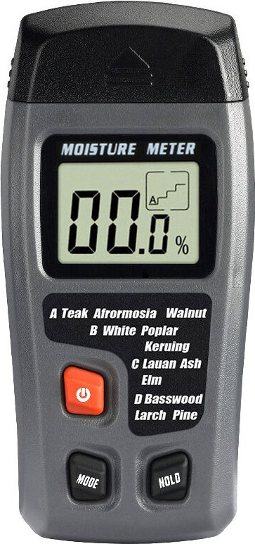 2-poliger Holzfeuchtigkeitstester, digitaler Feuchtigkeitsdetektor mit HD-LCD-Display, Holzhygrometer, Messbereich 0 – 9...