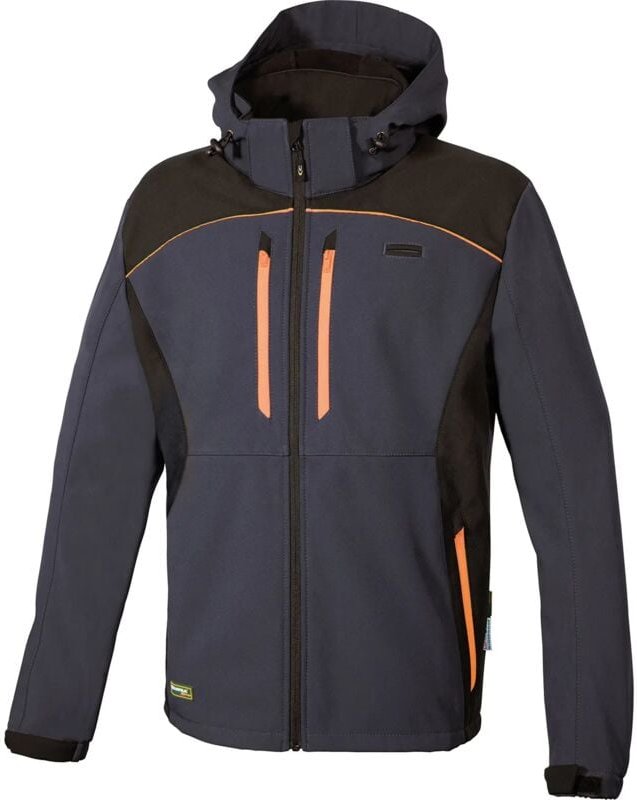 Arbeits-Softshell-Jacke mit Kapuze KLARBO - Anthrazit/Schwarz/Orange 3XL - FR (60) - EU (62)