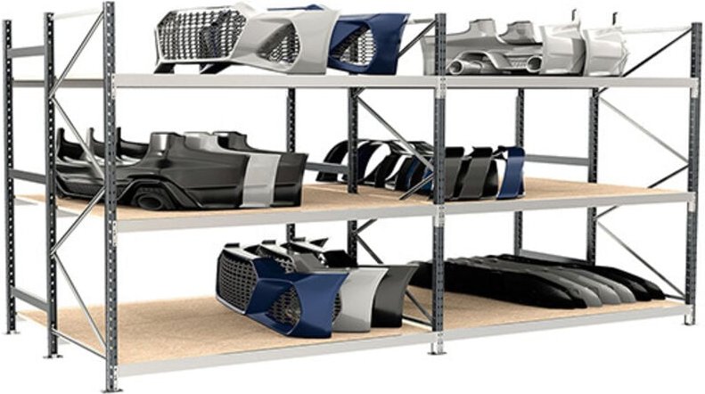 Rack 3 Ebenen für Stoßstangen - Startmodul - hxlxp: 2000x2000x1800mm - RAYOPC/3N/2020/D