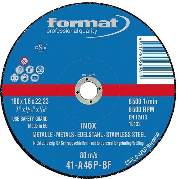 Trennscheibe gerade für V2A 230x1,9mm FORMAT