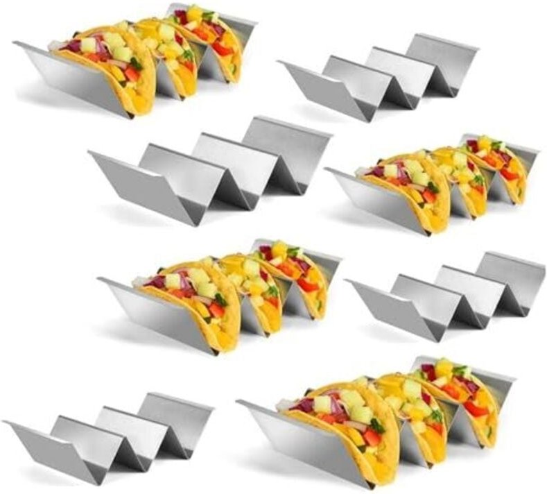 Set mit 8 Taco-Haltern aus Metall, Taco-Halter mit Griffen zum Kochen von Tacos, Tortillas, Burritos, Hot Dogs – ofen- u...