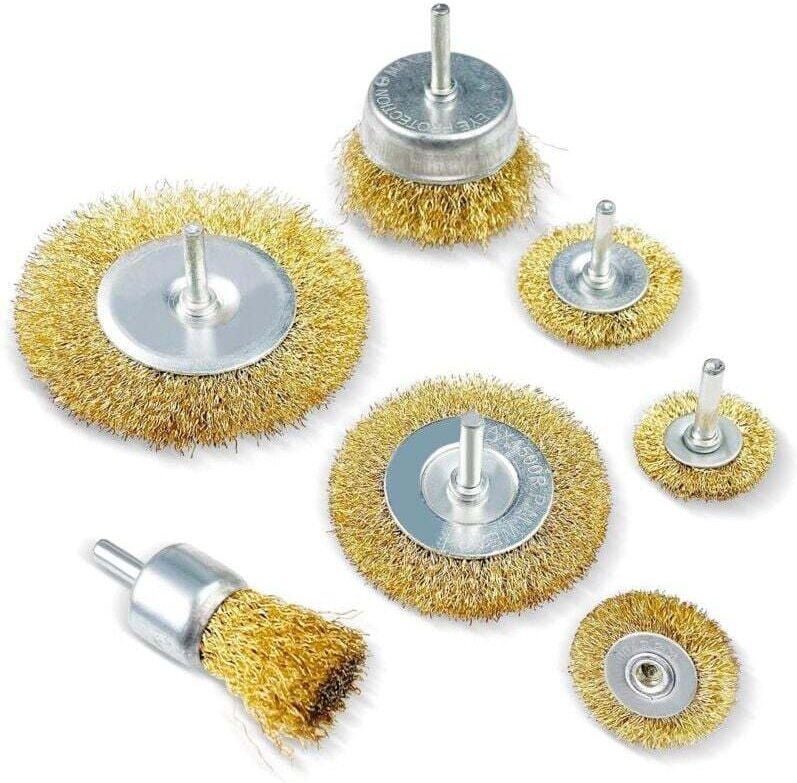 YMYNY 7-teiliges Drahtbürstenset, Drahtbürste mit 6 mm Schaft für Bohrmaschine, Schleifmaschine, Bohrschrauber, Reinigun...