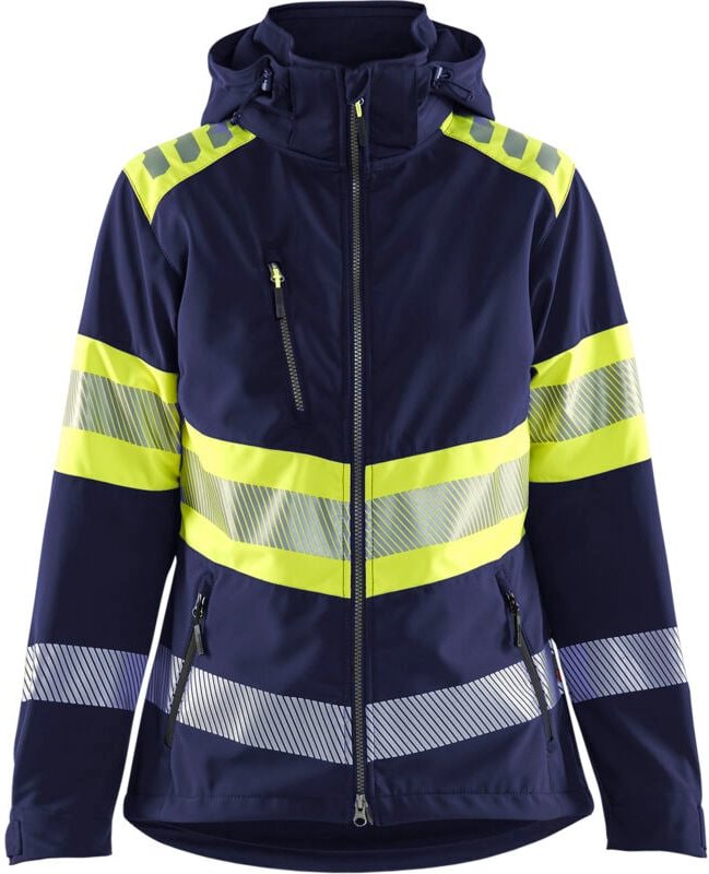 Hochsichtbare Softshell-Arbeitsjacke für Damen 4404 - Marine/Gelb L