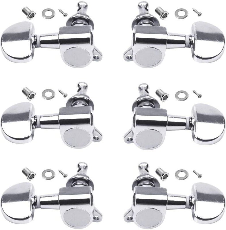 6PCS 3L3R Akustikgitarren-Stimmwirbel Mechanik-Stimmgeräte, Knöpfe Stimmschlüssel, verschleißfest, Gitarrensaiten-Stimmw...