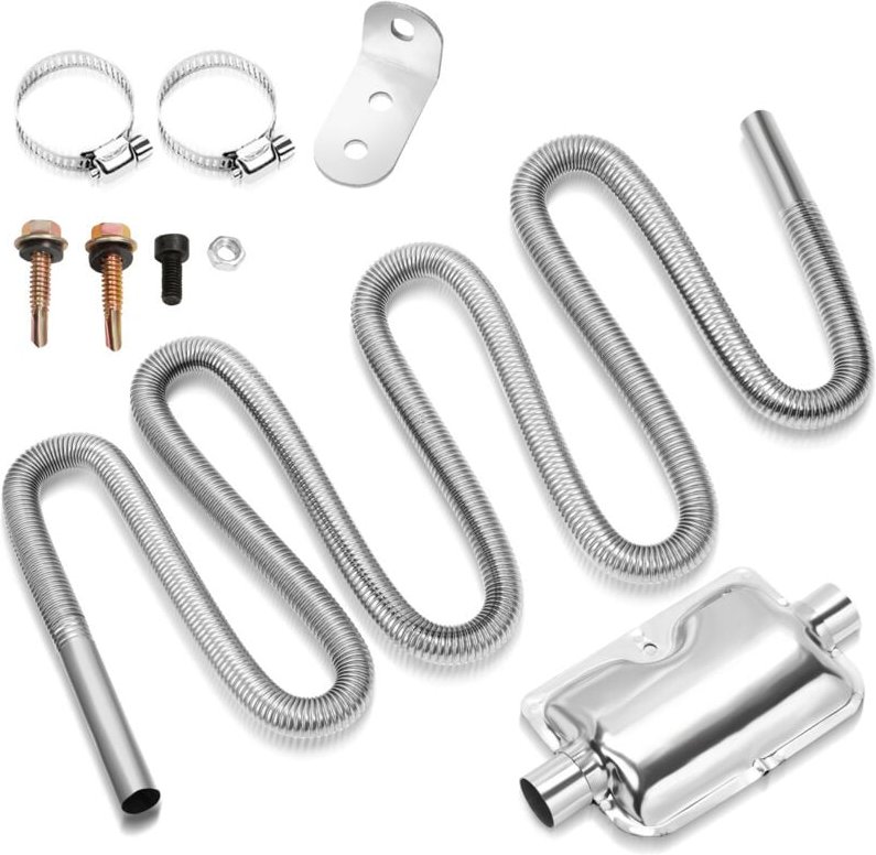 Thumbnail - 300cm Abgasschlauch Edelstahl Set für Diesel Standheizung mit zwei Edelstahlschellen – Flexibles Auspuffrohr φ25mm - Swa...