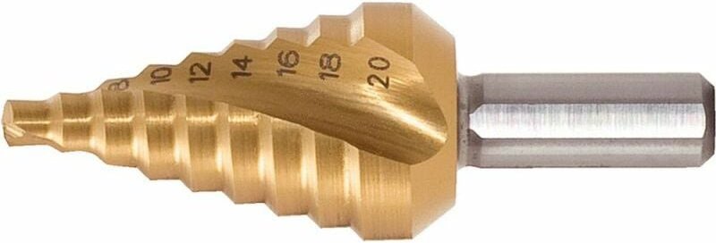 Thumbnail - Ks Tools HSS-TiN Stufenbohrer extra kurz,Ø 4-20 mm, 9 Stufen