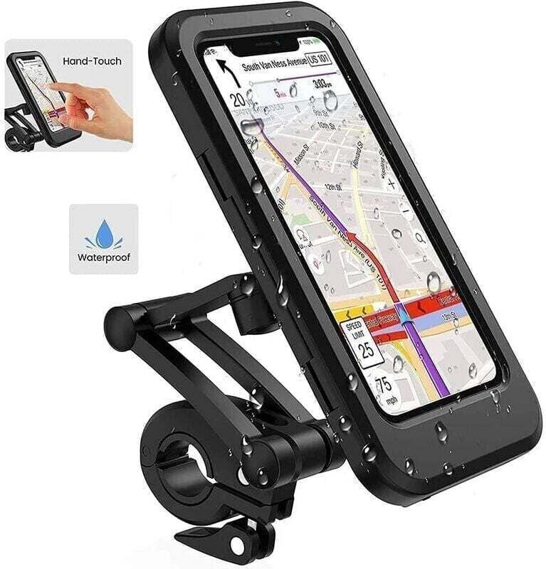 KZQ - Motorrad-Telefonhalter, wasserdichter Fahrrad-Telefonhalter, 360°-Motorrad-Roller-Smartphone-Halter mit Motorrad-R...