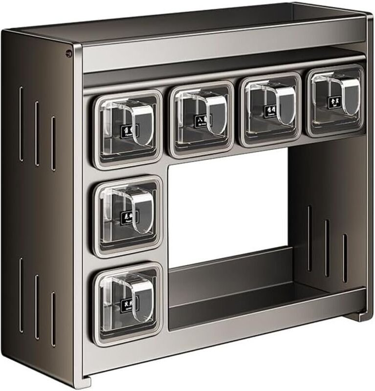 Gewürzregal für die Haushaltsküche, multifunktional, nicht perforiert, zur Wandmontage, MSG, Gewürzaufbewahrungsbox und ...