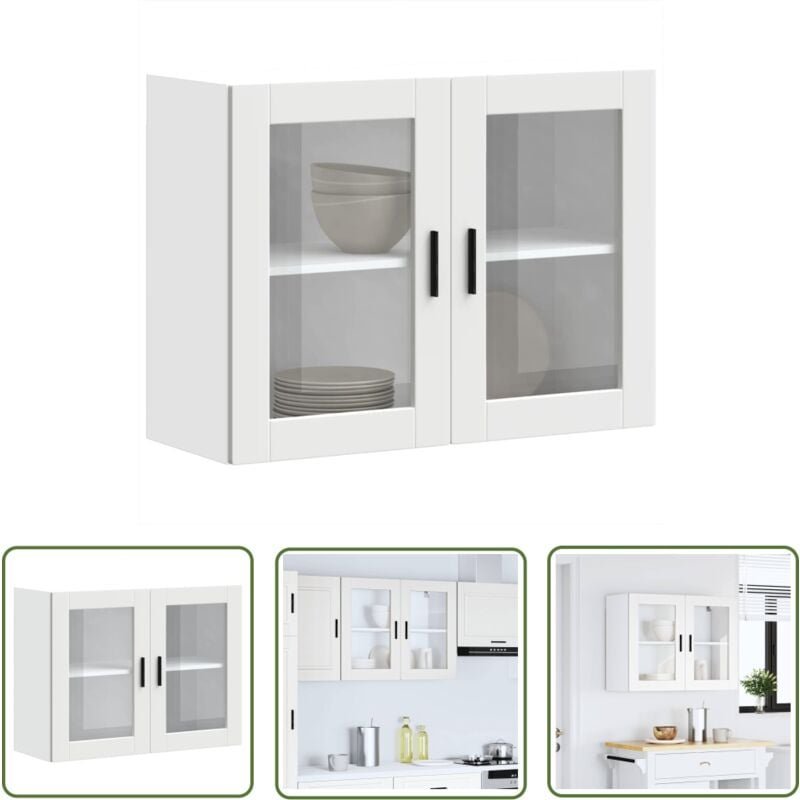 The Living Store - vidaXL Küchen-Hängeschrank mit Glastür Porto Weiß
