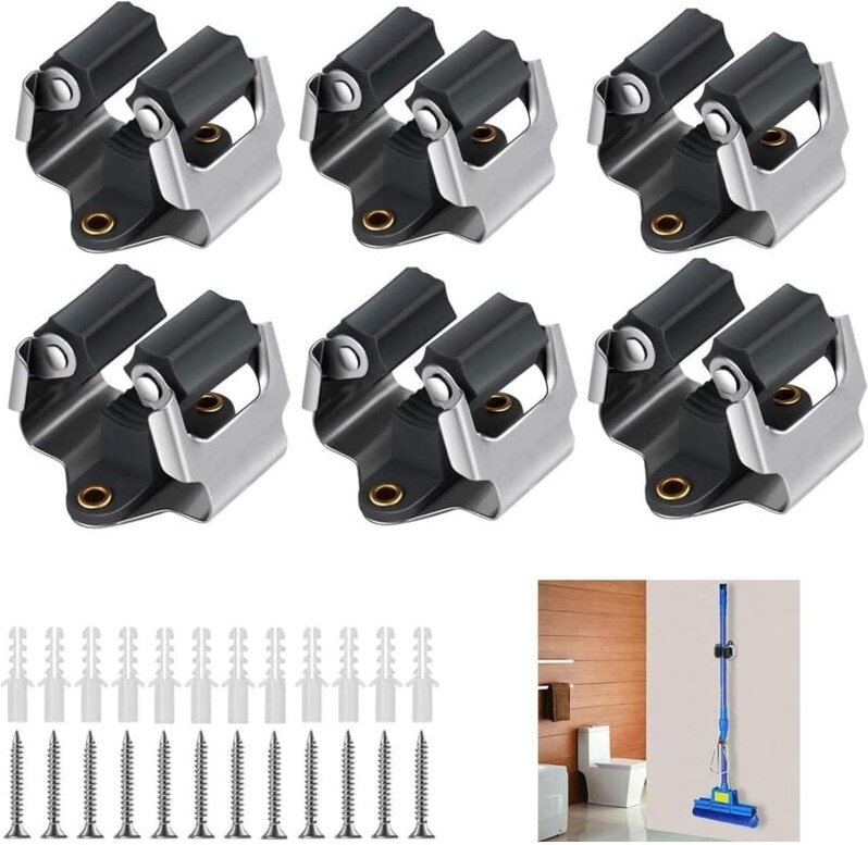 Thumbnail - Dolaso - 6er-Pack Mopphalter, Wandbesenhalter, Wandhalterung für Mopp und Besen, Wandhalterung zur Aufbewahrung von Gart...