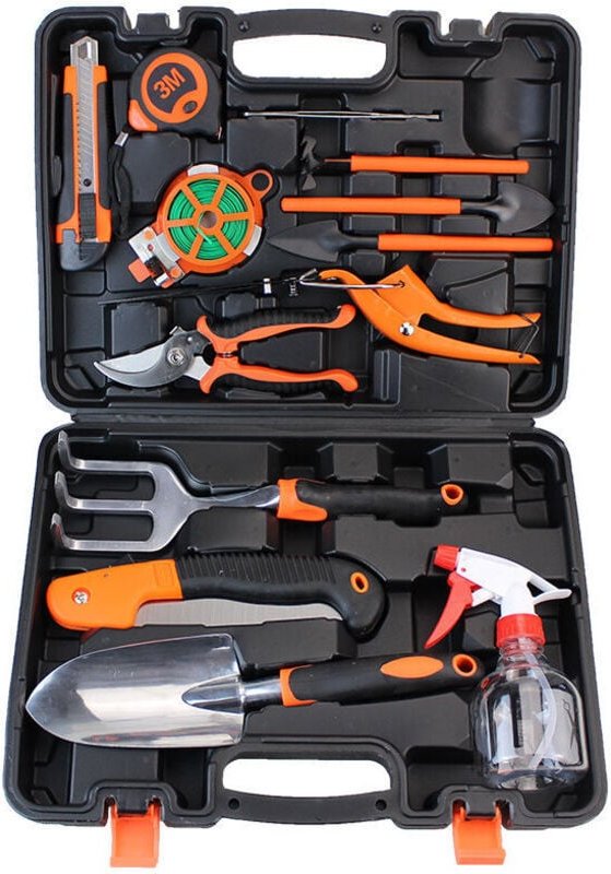 Thumbnail - 13-teiliges Gartenwerkzeug-Set, Gartenwerkzeug-Set, Handwerkzeuge für den Außenbereich mit rutschfestem Gummigriff, eins...