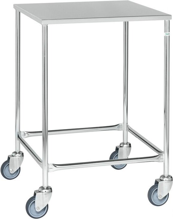 Kongamek Edelstahl- Tischwagen rostfrei 760x440mm Ladefläche Gummibereifung mit Bremse