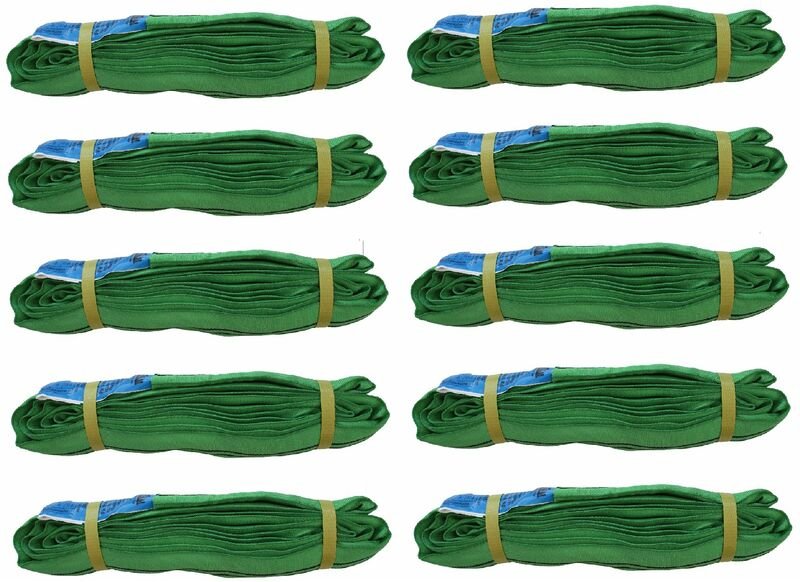 Thumbnail - Baumarktplus - 10x Rundschlinge 2000 kg 2 to grün 2 m Umfang Hebeband Hebeschlinge Hebegurt