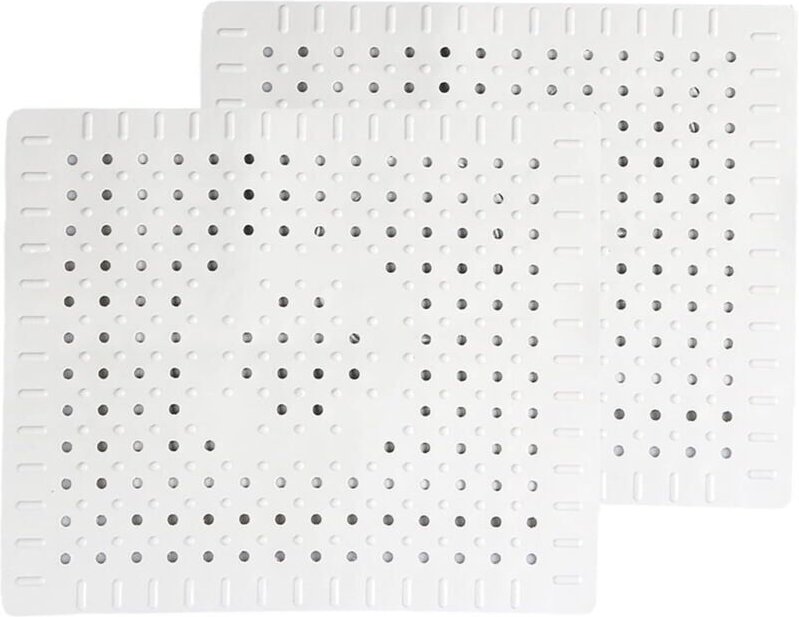 Weißes Set mit 2 langlebigen, rutschfesten Schutzmatten aus Gummi für die Küchenspüle, leicht zu reinigen und selbst zuz...