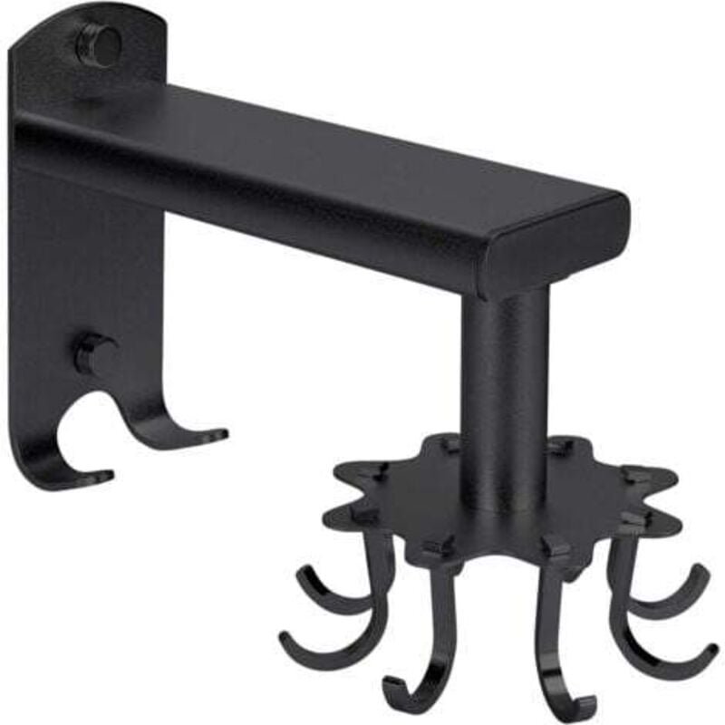 Wandmontierter Küchenutensilienhalter ohne Bohren, drehbarer Küchenhaken, selbstklebendes Küchenregal mit 8 Haken, Alumi...