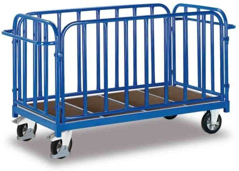 VARIOfit Vierwandwagen mit senkrechten Streben Gummibereifung 500kg Tragkraft 1305x810mm