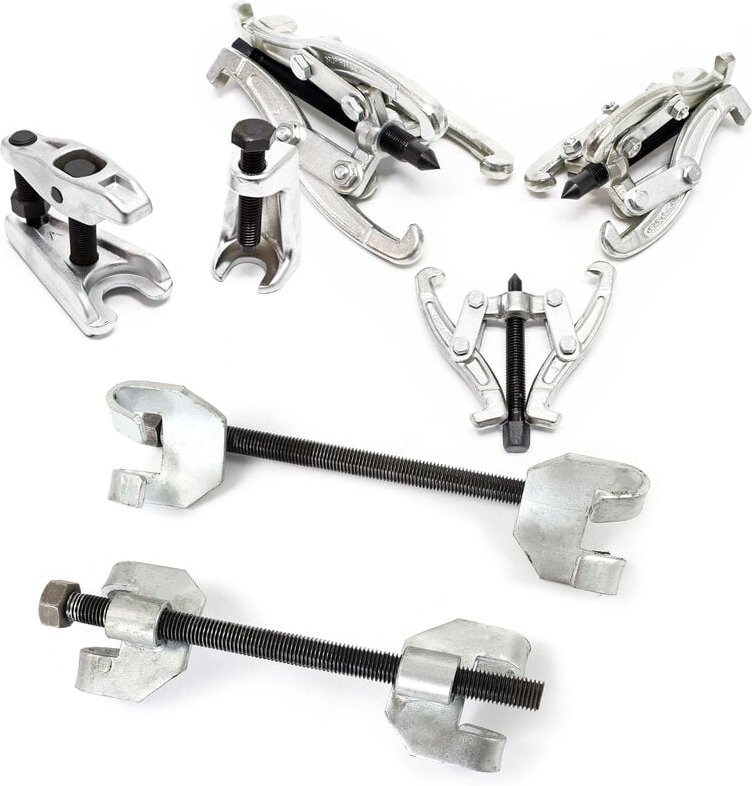 Xpotool - Federspanner Satz 7-tlg. 375 mm aus Stahl, mit Klauen- & Kugelgelenkabzieher Montagespanner Audrücker, für Pkw...