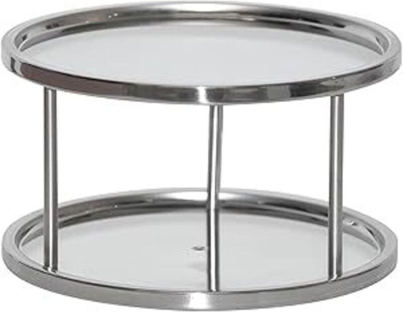 Thumbnail - Lazy Susan Gewürzregal, 2-stufiger Schrank-Organizer – Durchmesser 9,5 Zoll, Edelstahl – Arbeitsplatten-Organizer und dr...