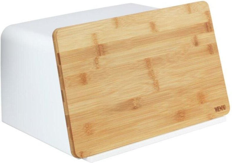 Brotkasten mit Bambusbrett Mod. Kubo, Weiß