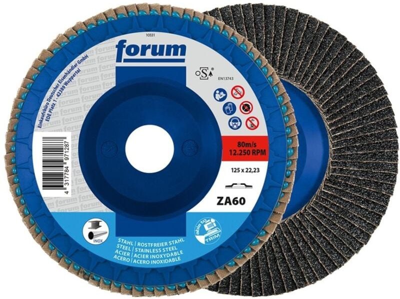 Forum - 1 Stück Fächerschleifscheibe gewölbt trimmbar 115 mm zk 40