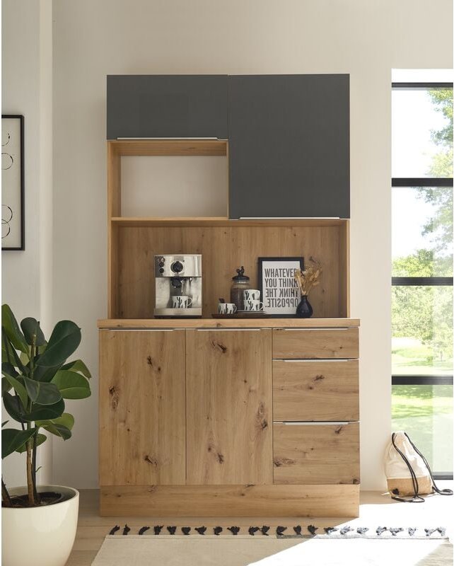 Thumbnail - Küchen Buffet Marleen Premium 120 cm Grau Artisan Eiche Respekta