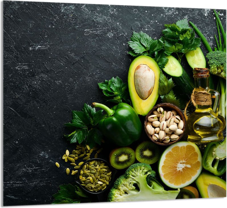 GLASPLATTE FÜR KÜCHE 65x60 Avocado