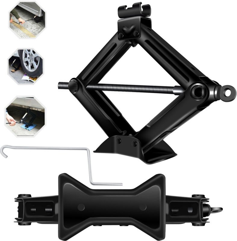 Dayplus - 2 Tonnen Scherenwagenheber von 115MM bis 390MM mit verchromtem Kurbelgriff Tool