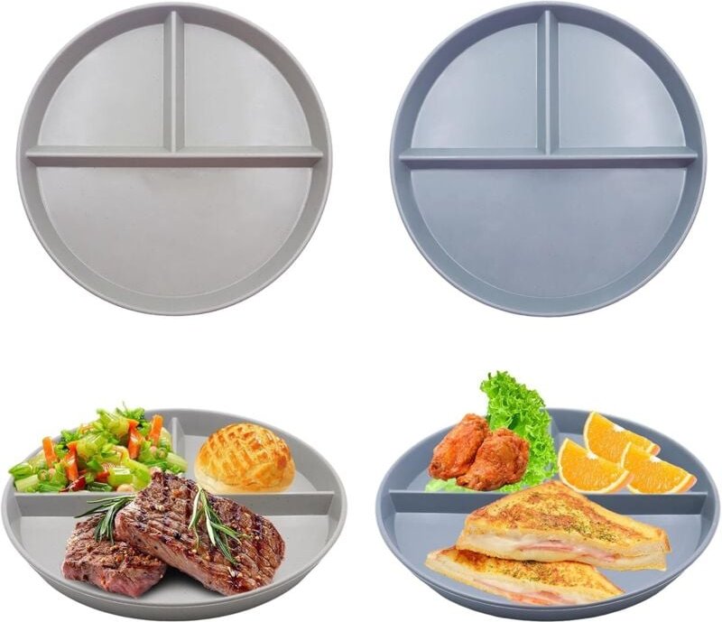 4-teiliger Teller mit Fächern, Diätteller, Portionsteller für Erwachsene, unzerbrechlich, mikrowellen- und spülmaschinen...