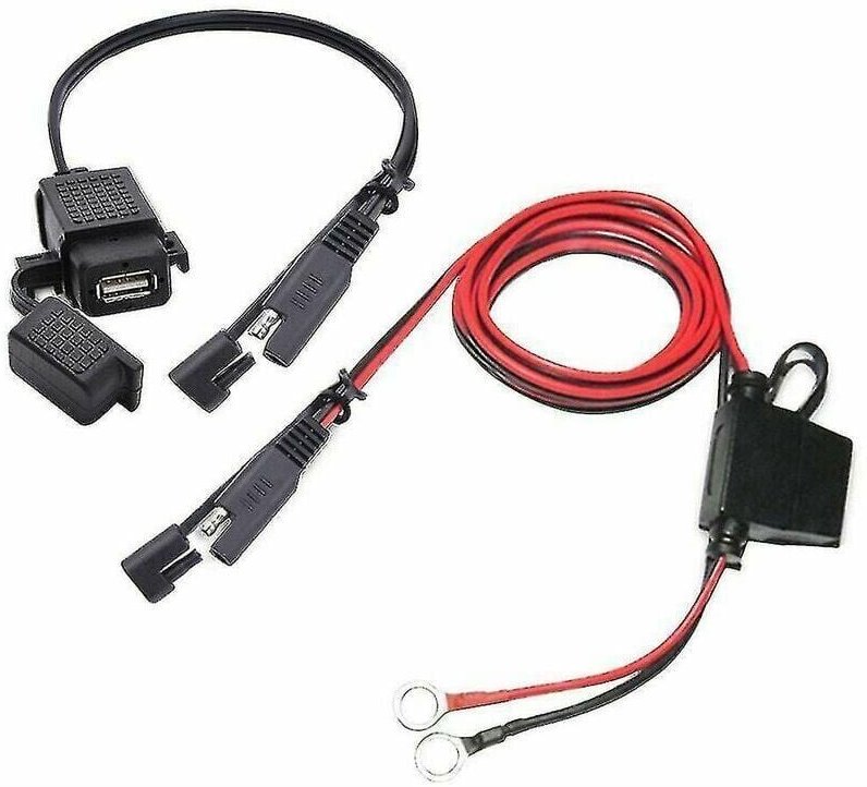 Thumbnail - SAE-auf-USB-Kabeladapter, SAE-Schnelltrenn-2,1-A-Einzelanschluss-wasserdichtes Ladegerät-Set mit 12-24-V-Sicherungssteck...