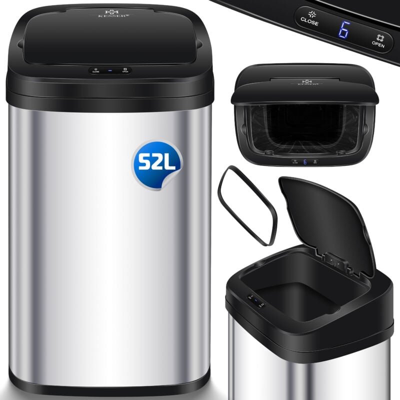 KESSER® Sensor Mülleimer Küche Automatik mit Bewegungssensor Abfalleimer & Soft-Close-Deckel Müllbehälter mit Touch-Bedi...