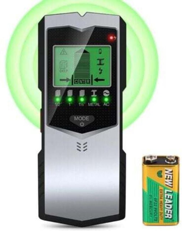 Jalleria - Elektrischer Leitungsdetektor, 5-in-1-Wanddetektor, LCD-Display mit Batterie, Wandmetalldetektor, Materialdet...