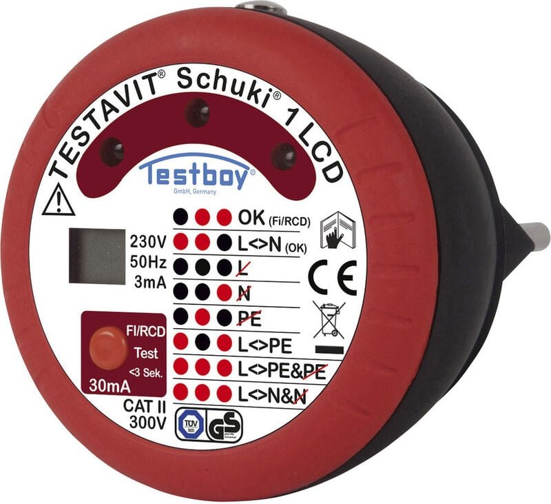 Testboy - Testavit Schuki 1 lcd Steckdosentester cat ii 300 v lcd, led