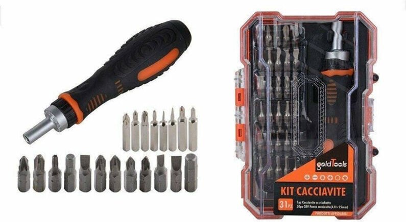 Trade Shop Traesio - Trade Shop - kit cacciavite cricchetto multiuso 31 pz mit phillips croce torx magnet -