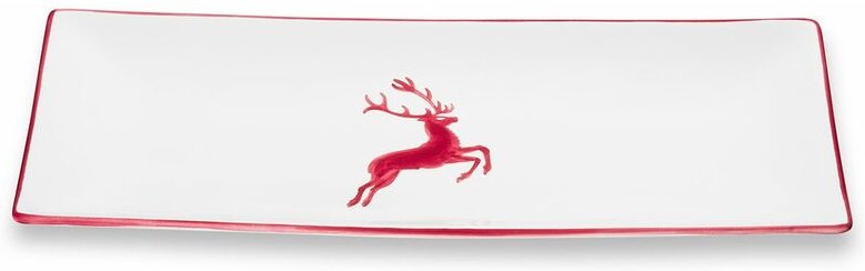 Thumbnail - Gmundner Keramik - Bordeauxr. Hirsch, Platte rechteckig (36x15cm)
