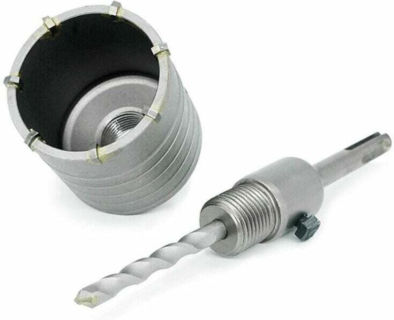 Lochsäge für Beton, Marmor, Ziegel, Stein, Mauerwerk – Hartmetall-Lochsäge mit Adapter und 8 x 110 mm Zentrierbohrer – K...