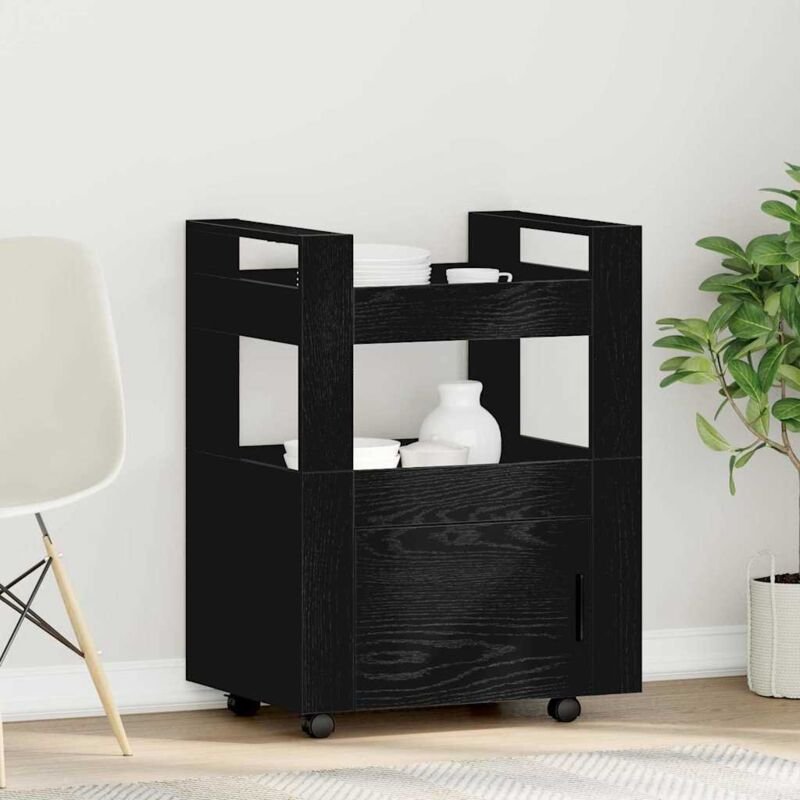 Küchenwagen Schwarze Eiche 60x45x80 cm Holzwerkstoff - Vidaxl