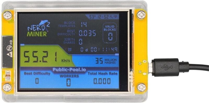 Tlily - Bitcoin Nerd Miner V2 55-56KH/S 2,8--Display btc Nerdminer Smart LCD-Display Crypto Solo Lottery Miner