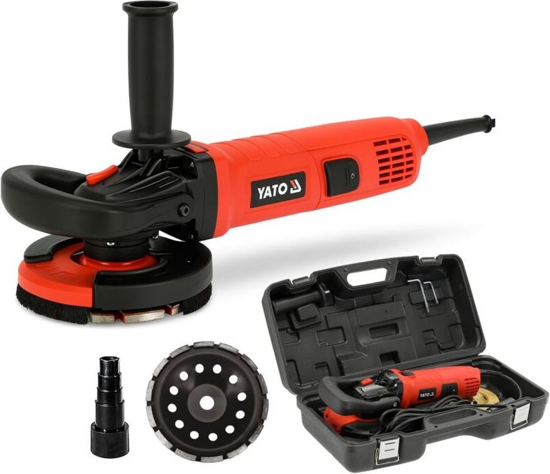 Betonschleifer Betonfräse Sanierungsfräse Set 1400W Diamantschleifer 125 mm mit Diamantschleiftopf und Absaughaube, mit ...