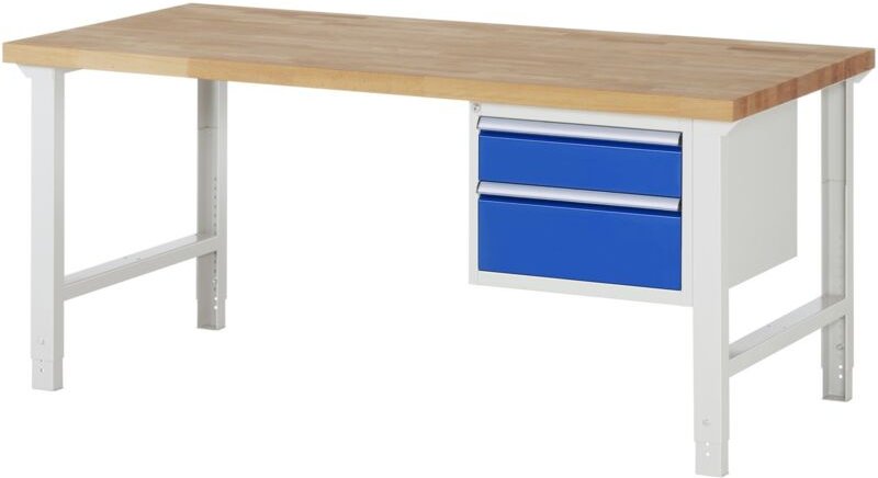 Werkbank höhenverstellbar 7123A1, B2000xT900xH790-1140mm, 2x Schublade-TA - RAU