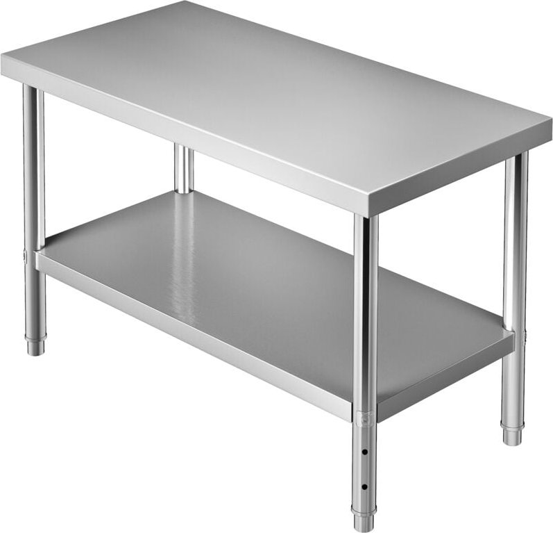 Mophorn - vevor Kommerzieller Edelstahltisch 122 x 61 x 86 cm, Edelstahl Zweilagiger Arbeitstisch Zerlegetisch Gastro 15...