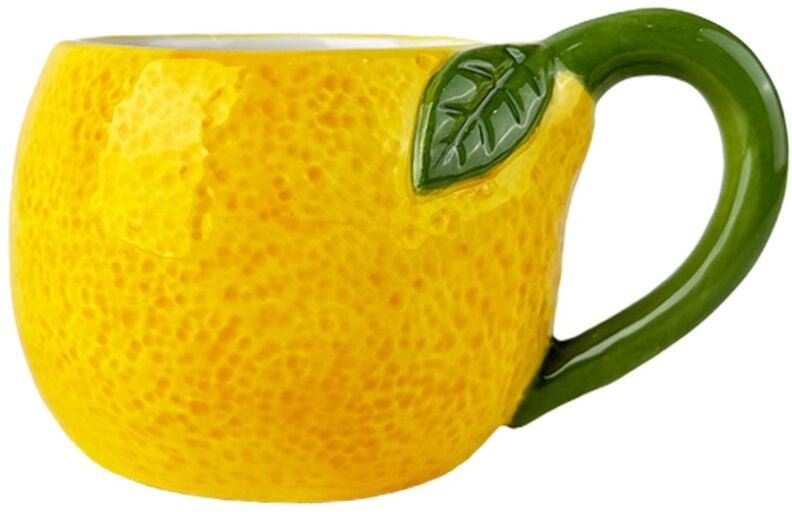 Gelbe Zitronentasse aus Keramik, ideal für Kaffee, Tee und heiße Getränke, originelles Geschenk für Kochliebhaber
