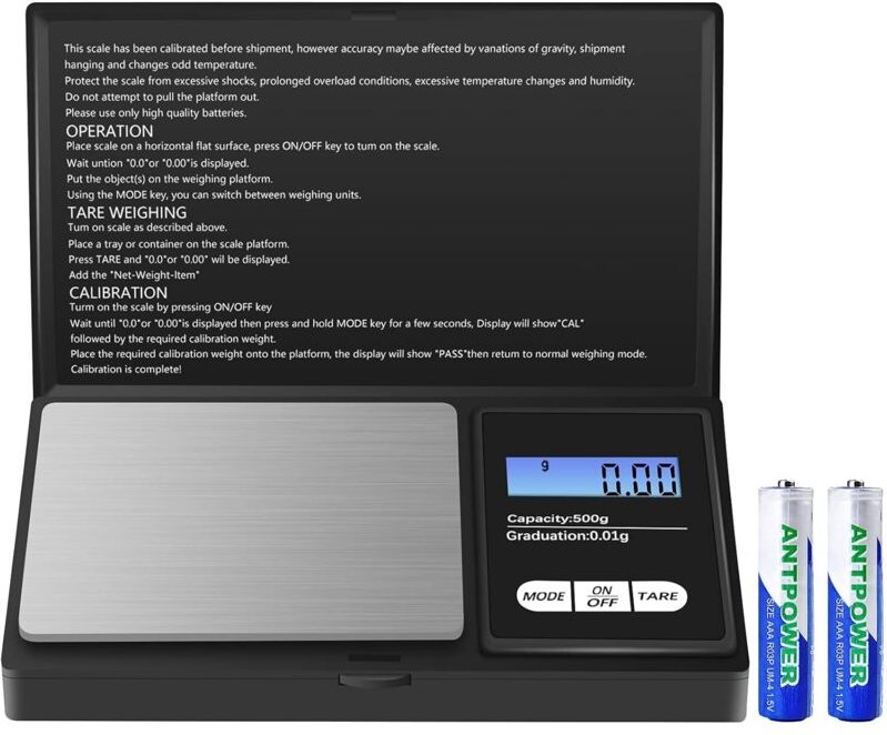 Präzisionswaage, 500 g/0,01 g, Küchenwaage, tragbare digitale Taschenwaage mit LCD-Display und Tara-Funktion, Schmuckwaa...