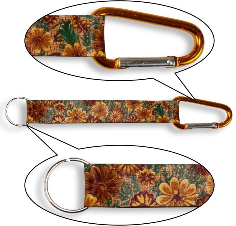 Kurzes Schlüsselband mit Schäkel, Oppelner Volksblumen, Herbstbraun